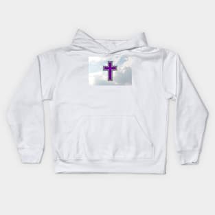 Christian Cross In The Sky (Purple) Kids Hoodie